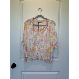 NWT Decker Bex Watercolor Short Sleeve Blouse Size Small